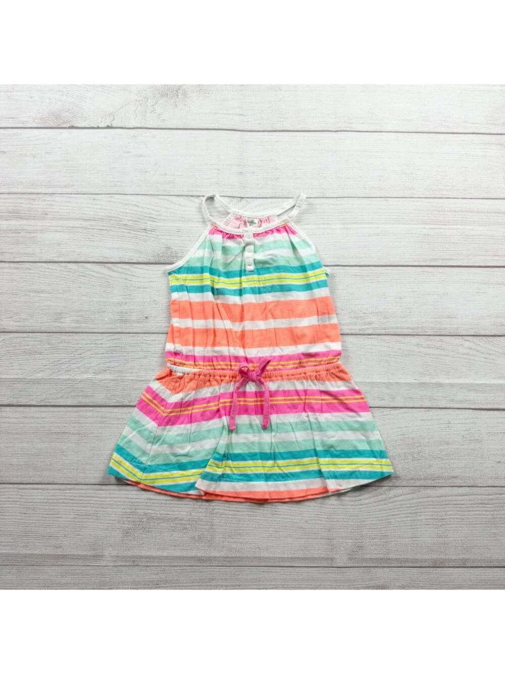 OshKosh Bgosh Girls Halter Sundress Striped Multi Color Summer Tunic 6